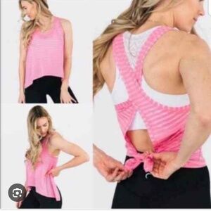 2/$45 ZYIA Pink and Forest Nimbus Split Back Tank - XXL